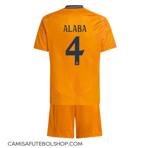 Camisa de time de futebol Real Madrid David Alaba #4 Replicas 2º Equipamento Infantil 2024-25 Manga Curta (+ Calças curtas)